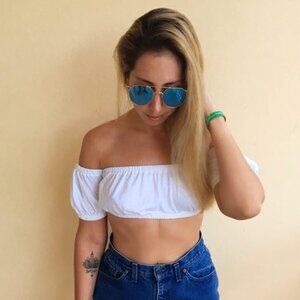 Wilfred Off the Shoulder White Cropped Top